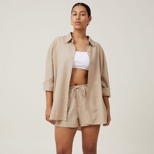 Cotton On Long Sleeve Taupe Over-sized Button Down Size L